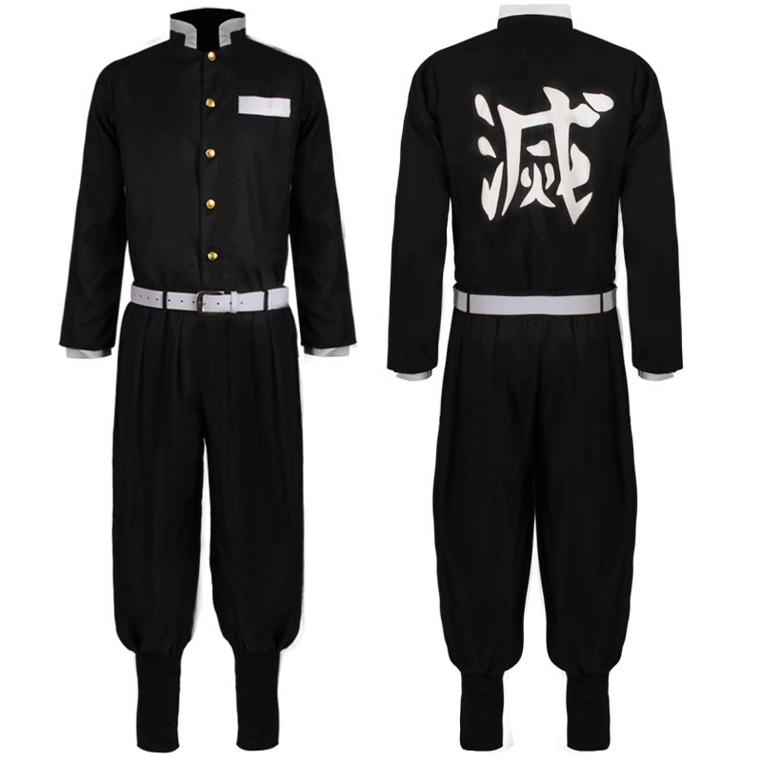 Anime Demon Slayer Agatsuma Zenitsu Cosplay Costume Vestito Douma Gioco di Ruolo Uniforme Set Completo Halloween Carnevale Festa Dress Up Suit con Parrucca per Uomini