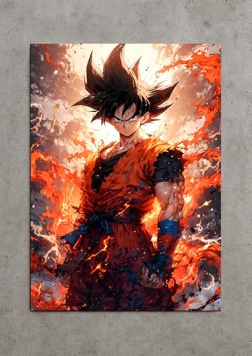Image of NIJUKA Anime Printed A4 Size Metal sheet Poster For Home And Room Decoration | For Anime Art Fans Boys And Girls (Fan Art Goku)