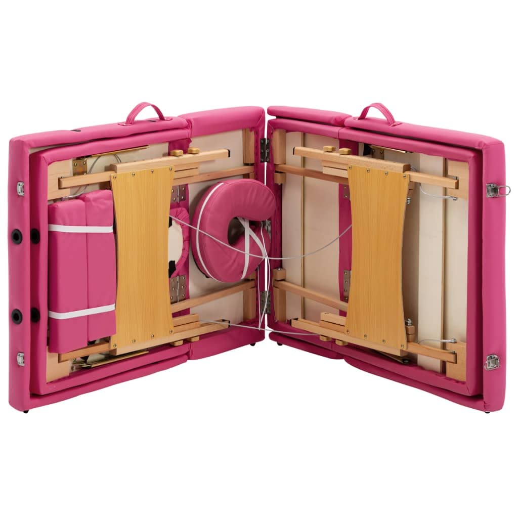 Massageliege Klappbar 4-Zonen mit Holzgestell Rosa,Gesundheit & Schönheit,Körperpflege,Massage & Entspannung,Massagetische,Rosa,24.8 kg-110191