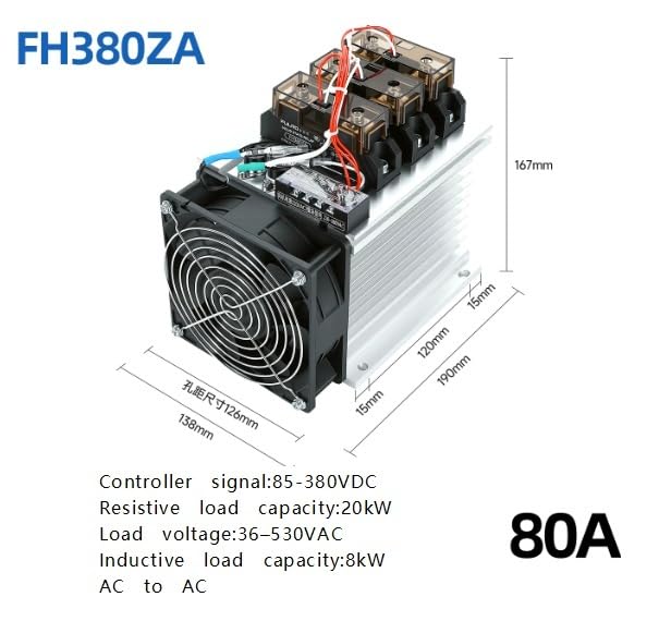 Relais statique de qualité industrielle FH380ZA triphasé 380V AC 80A - 2