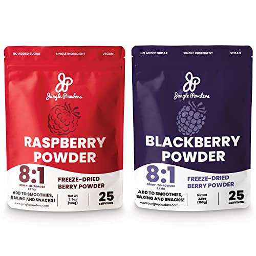 Jungle Powders Freeze Dried Raspberry And Blackberry Powder, 3.5Oz 100% Natural Non Gmo Vegan Friendly Nordic Blackberry Extract, Freeze Dried Antioxidant Purple Superfood Concentrate #TOP30