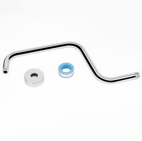 Miniatura 6 de HarJue Brazo de ducha en forma de S, tubo de extensión de cabezal de ducha de altura alta, conexión estándar de 12 pulgada con brida, impresionante