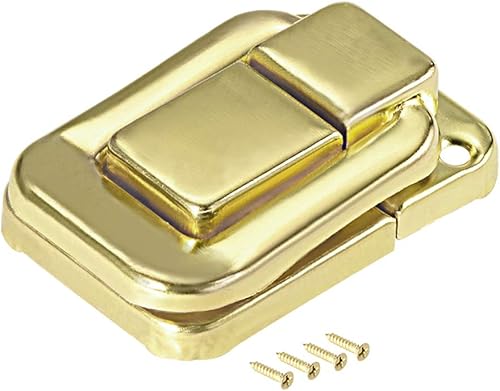 uxcell Pestillo de palanca, 1.496 in, estilo retro, amarillo, decorativo, caja de joyería, maleta, con tornillos, paquete de 4