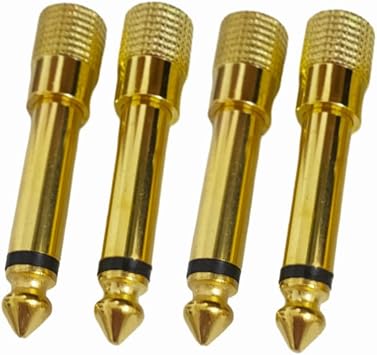 1/4 Mono to 1/8 Mono Adapter, 6.35mm TS Male Plug to 3.5mm Female Mono to Mono Audio Adaptor Audio Connector Golden - 4 Pcs