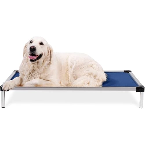 K9 Ballistics Chew Proof Elevated Cooling Dog Bed - Made for Aggressive Chewers, Virtually Indestructible, Ripstop Fabric with No Padding, Pre-Assembled - Large, Blue Quartz