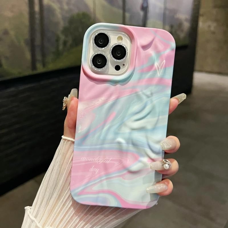 Image of COVERLY for iPhone 14 Pro Max 3D Luxury Rainbow Wonderful Day Phone Case,Premium Texture Trendy Retro Cute Multi Artistic Cool Design -Aesthetic Shades Heart Princess Cover for Apple iPhone 14 Pro Max
