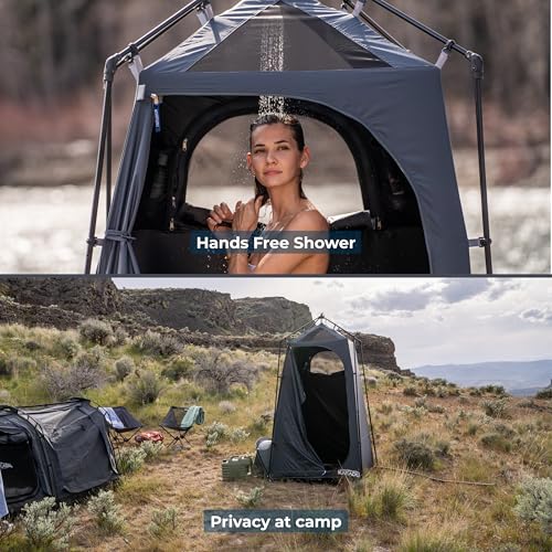 Kakadu Outback Shower Tent, refugio portátil para privacidad, tienda de camping al aire libre para baño y vestidor, resistente, fácil de montar, con luz LED, bolsa de transporte y barra para toallas miniatura 3
