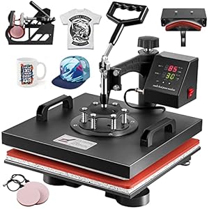 5 in 1 Heat Press Machine, Heat Press 15×15 inch, T Shirt Pressing Machine Slide Out Design, Multifunction Heat Press Transfer Machine Sublimation Combo for T-Shirt/Hat/Mug/Plate