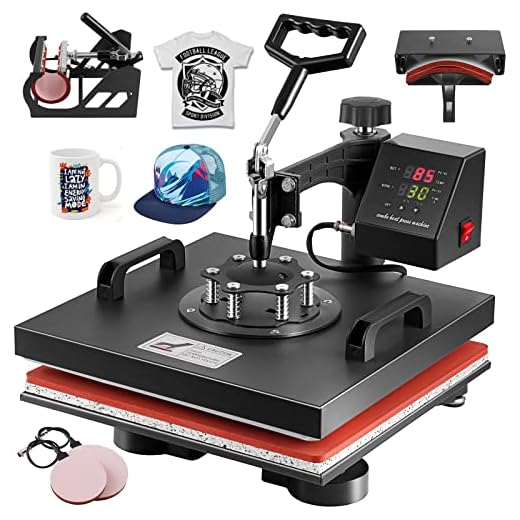 TOPDEEP 5 in 1 Heat Press Machine, Heat Press 15x15 inch, T Shirt Pressing Machine Slide Out Design, Multifunction Heat Press Transfer Machine Sublimation Combo for T-Shirt/Hat/Mug/Plate