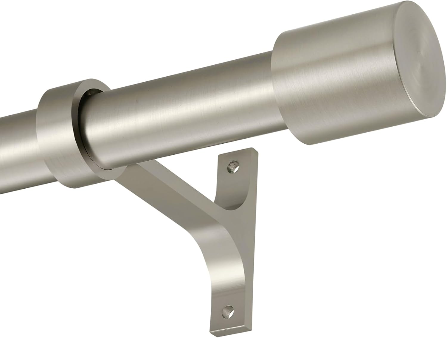 Heavy Duty Curtain Rods Extra Long 144 to 240 Inch, Single Drapery Rods with Cap Finials, 1-Inch Window Treatment Curtain Rod Telescoping, Brushed Nickel Brushed Nickel 144-240"