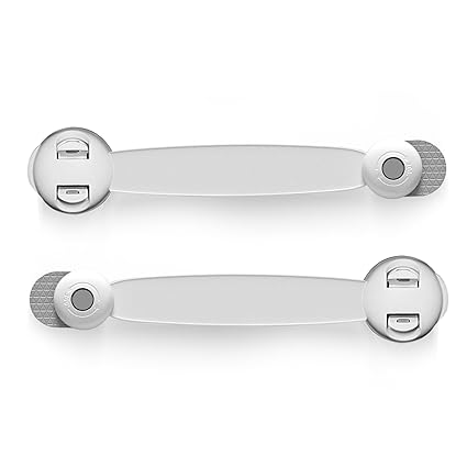 Child Safety Cabinet Locks, 2-Pack Baby Proofing Latches with Safe Quick & Easy 3M Adhesive, No Drilling/Screws Childproofing Strap Locks for Drawer, Furniture, Door, Fridge, Oven & Toilet Seat