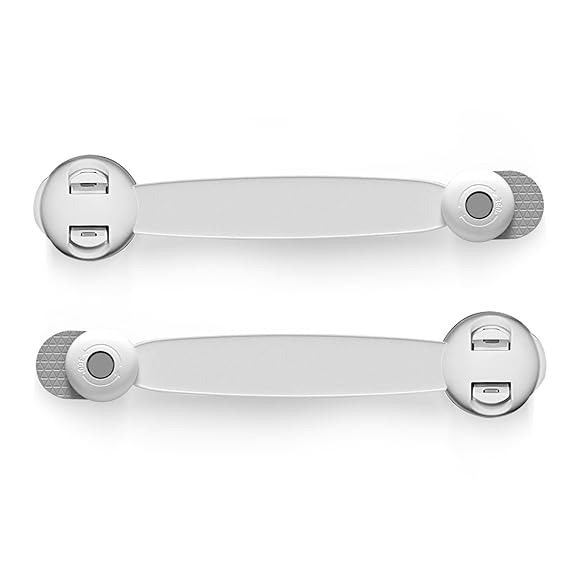 Child Safety Cabinet Locks, 2-Pack Baby Proofing Latches with Safe Quick & Easy 3M Adhesive, No Drilling/Screws Childproofing Strap Locks for Drawer, Furniture, Door, Fridge, Oven & Toilet Seat
