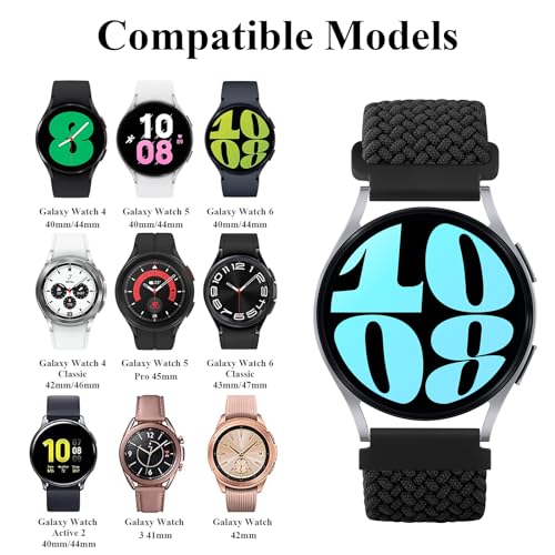 Image of Tobfit Soft Magnet Nylon Watch Strap Compatible for Samsung Galaxy Watch 4 /4 Classic (Watch Not Included), 20mm Smartwatch Nylon Single Loop Woven Band Straps for Men & Women