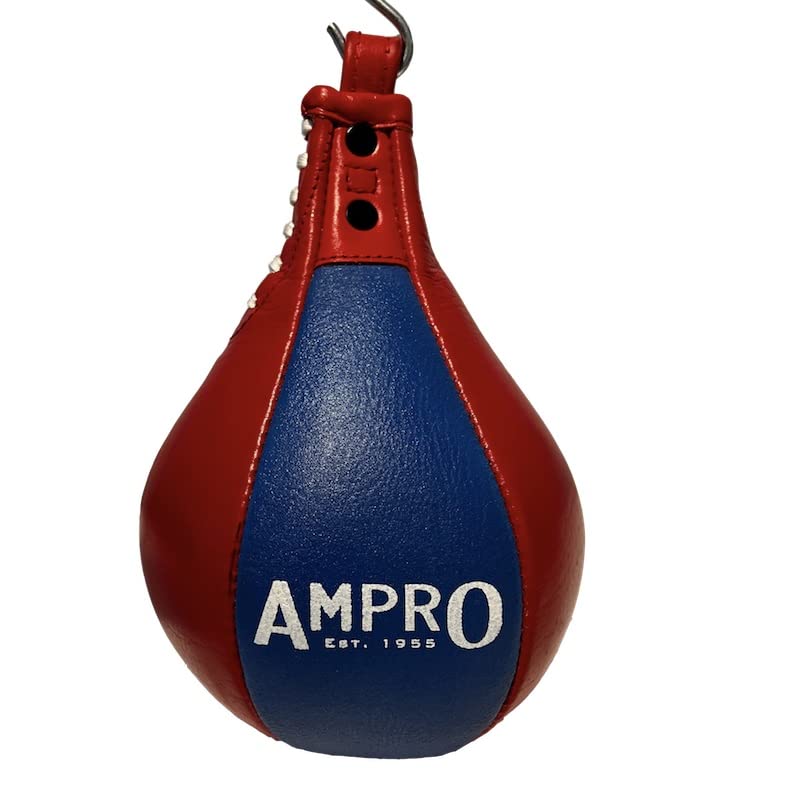 Ampro Heavy Hitter Leather Reaction Club Speedball - Blue/Red - Speed Bag / Ball / Speedbag/ Boxing