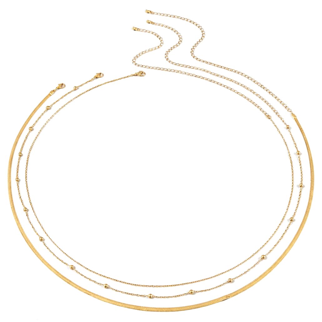 Set of 3 Belts for Women and Girls Stylish Kamarbandh Kamar Chain Waist Belt for Dresses Jeans Saree (16734kb)(Golden)