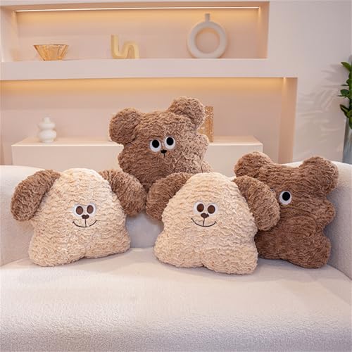 Ueiwffzo Kuschelkissen Hund/Bär 33cm Kreative Flauschige Kissen, Kinderkissen Bär Niedliches Plüschkissen, Sofakissen Kuscheltiere Kawaii Weiche Sofadekoration, Geschenke (Hund)
