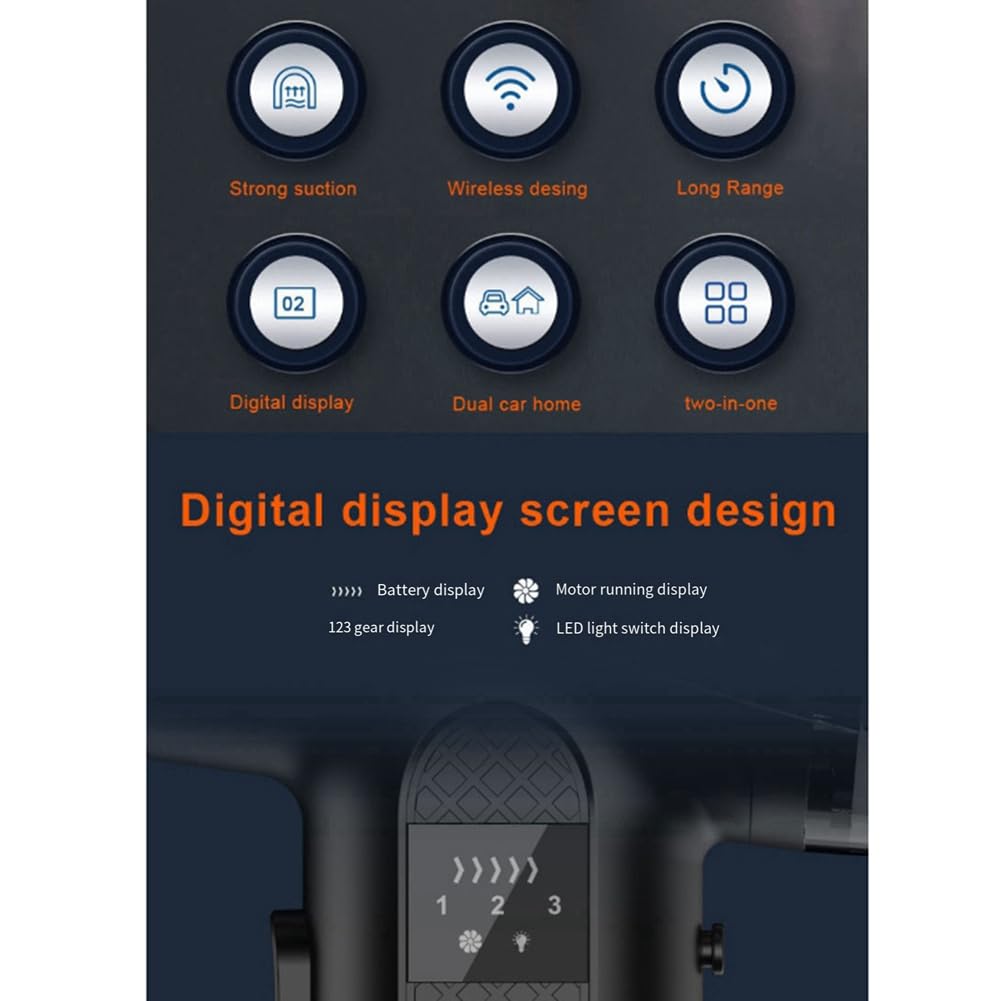 Bloepum 2-in-1 Air Blower & Vacuum Cleaner Cordless Duster Blower Powerful Suction Portable for Car Computer Vacuum Easy Install