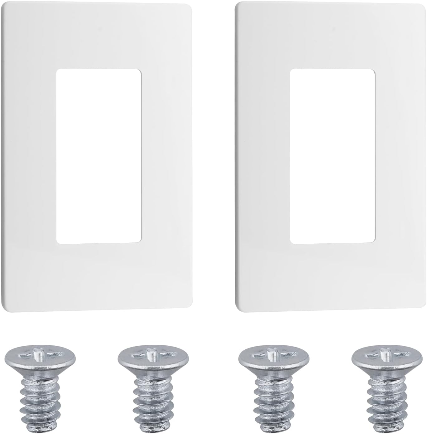 1-Gang Screwless Decorator Wall Plate,1-Gang Screw Smooth Face Switch Plates for Leviton 80301-SW,Screwless Wall Plate Receptacle Outlet Cover (2-pack White)