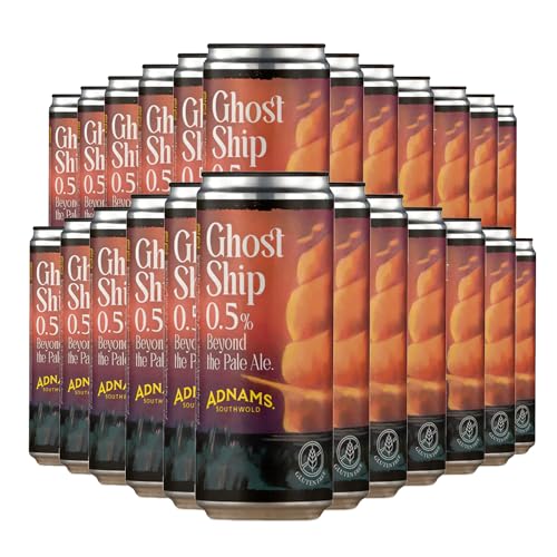 Adnams Ghost Ship 0.5% Citrus Beer | Low Alcohol Pale Ale | Vegan Friendly | Bold Citrus Flavour | 24 x 330ml Cans | Refreshing & Hoppy | Pack of 24