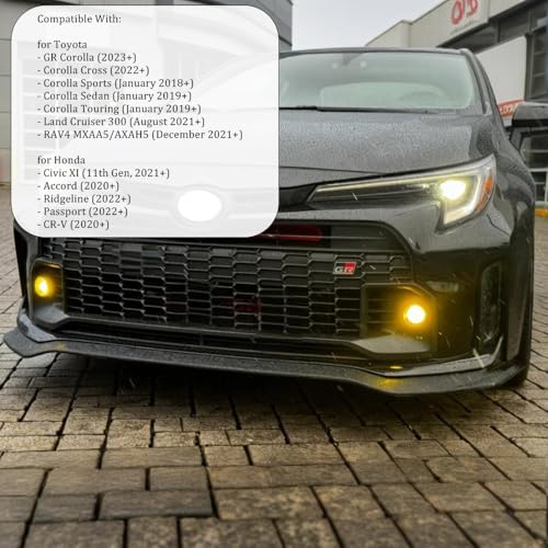 L1B TF1 LED Fog Light Bulbs, Dual Color 3000K Amber Yellow/White 6500K, 70W 7000LM, Plug & Play, for Toyota 2023+ GR Corolla Cross Sedan RAV4, Honda 11th Gen Ridgeline CR-V, Pack of 2