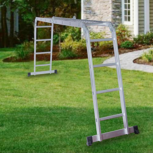 TimmyHouse Folding Extendable Multipurpose Aluminum Ladder 15.5 FT Telescopic Scaffold