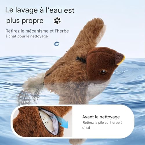 Jouet oiseau volant électrique pour stimuler un chat sédentaire par le jeu - 6