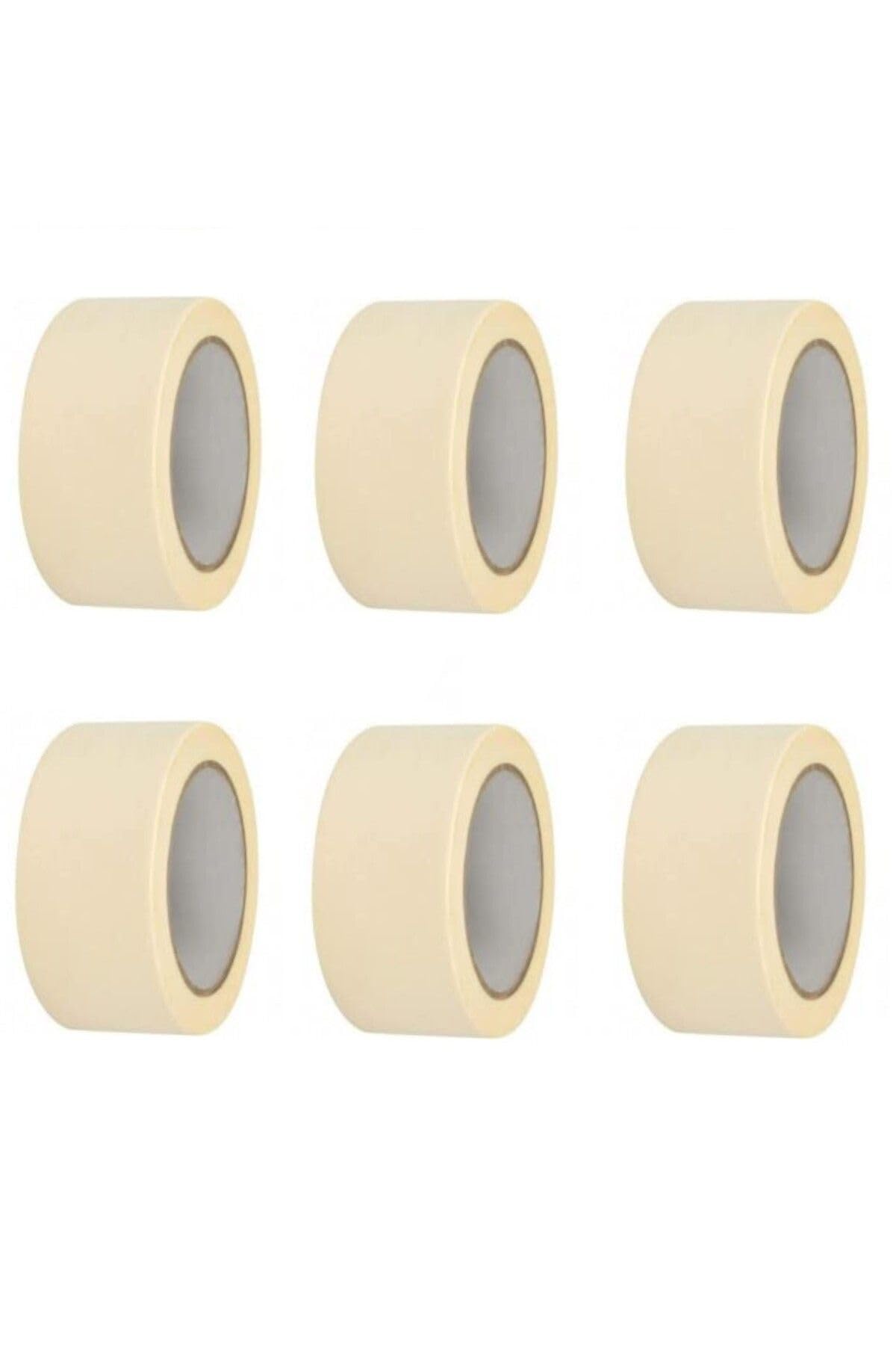 6 Adet Maskeleme Bandı Boya Bandı 48mm X 25m Kağıt Bant