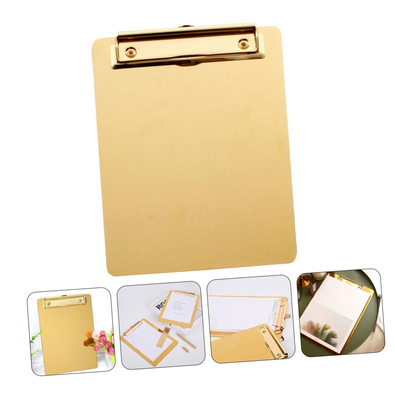 A5 Metall Klemmbrett 2 Stück aus Edelstahl mit Clip, Gold | Büro Dokumente, Tragbar und Praktisch zur Aufbewahrung, Elegante Ausführung, Verschleißfest