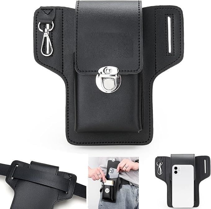 Large Universal Leather Case Waist Bag Holster for Mobile Cell Phone,Cellphone Holder Belt Pouch,Leather Mobile Pouch for Men|Multifunction Belt Pouch for Mobile Phone