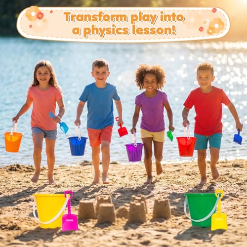 Holady 12 Pack 5'' Inch Sand Beach Buckets Pail with Beach Shovels,Sand Bucket Water Bucket for Beach Fun Great Summer Party Accessory