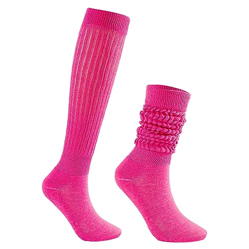 Bestjybt 80s Slouch Socks for Women, Scrunch Knee High Boot Socks