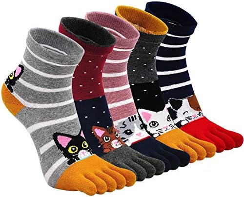 Calcetines de Dedos Mujer: Divertidos Novedad Colores Calcetines ...
