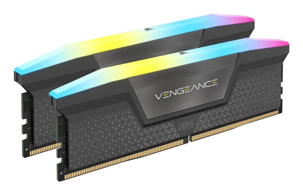 CORSAIR VENGEANCE RGB DDR5 RAM 16GB (2x8GB) 6000MHz CL36-44-44-96 1,35 V AMD EXPO & Intel XMP 3.0 pamięć komputera stacjonarnego - szara (CMH16GX5M2E6000Z36)