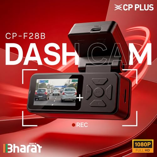 Image of CP PLUS Dash Cam for Car CP-F28B | Dual Channel Dashcam | Full HD 2MP Front & Rear | Built-in GPS | 1.9 inch Display | WDR Night Vision | Wide View Angle | WiFi (AP Mode) | G-Sensor | Supports 1TB SD Card