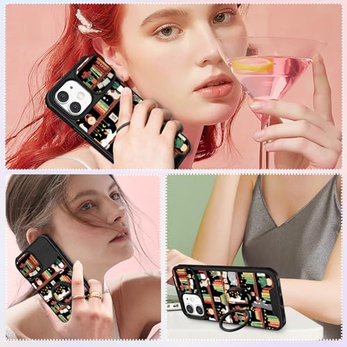 Image of Funermei for iPhone 12 /for iPhone 12 pro Case - Women Girls Cute Phone Cover Girly Pretty Aesthetic Cat and Books Unique Design with Camera Cover Funda for Apple for iPhone 12 /for iPhone 12 pro