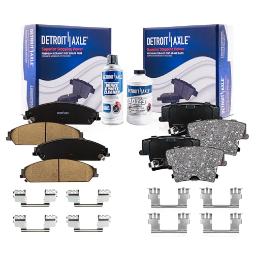 Image of Detroit Axle - Brake Pads for Chrysler 300 Dodge Challenger Charger, Front and Rear Ceramic with Hardware Replacement
