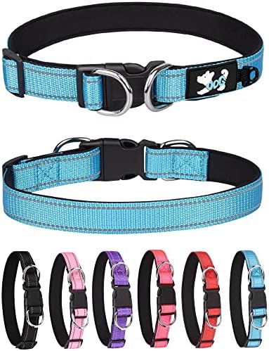 Reflective Dog Collar for Small Medium Large Dogs, Comfy Puppy Collars, Adjustable Nylon Dog Collars for Girl and Boy Dog, Pink Dog Collar, Collar para Perros. (S, Blue)