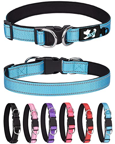 Reflective Dog Collar For Small Medium Large Dogs, Comfy Puppy Collars, Adjustable Nylon Dog Collars For Girl And Boy Dog, Pink Dog Collar, Collar Para Perros. (S, Blue) #TOP1