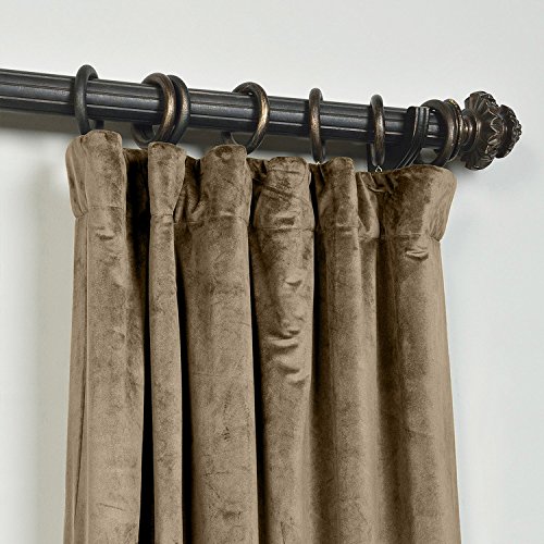 TWOPAGES 100 W x 84 L Flat Hook Room Darkening Velvet Curtain with Blackout Lining Drapery Panel for Traverse Rod Or Track, Living Room Bedroom Meetingroom Club Theater Patio Door (1 Panel), Taupe