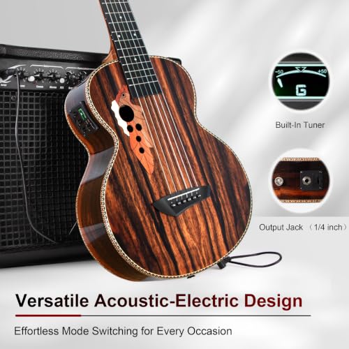 Image of 30inch Caramel GEG94 Ebony Wood Electric Guitalele