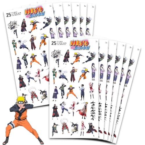 Naruto Stickers Party Favors for Kids Teens 12 Pack Bundle