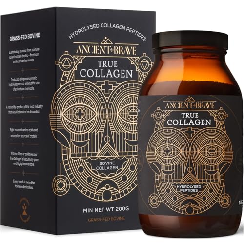 Ancient + Brave - True Collagen - 200 g - Collagène en Poudre Issu de Bovins Nourris à l'Herbe - Peptides de Collagène Hydrolysé Type 1 - Santé de la Peau, des Cheveux et des Ongles