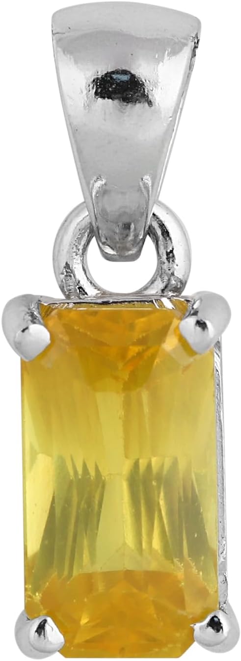 GEMHUB Natural Stone Pendant Necklace 925 Sterling Silver Jewelry with Chain Handmade Gem Jewelry for Women Statement Piece