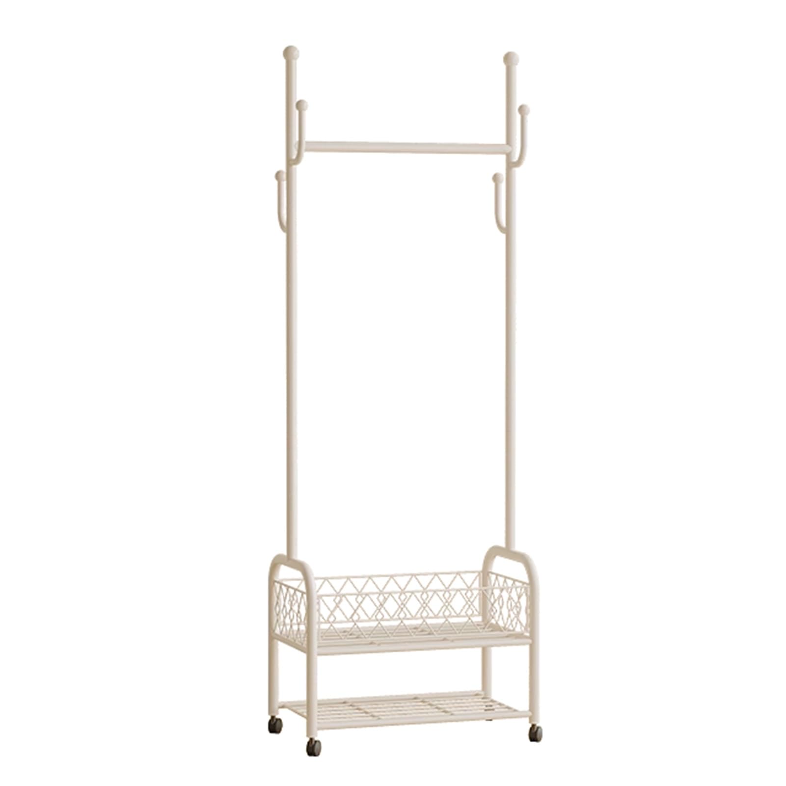 Portant à vêtements avec roulettes amovibles et étagères de rangement stables