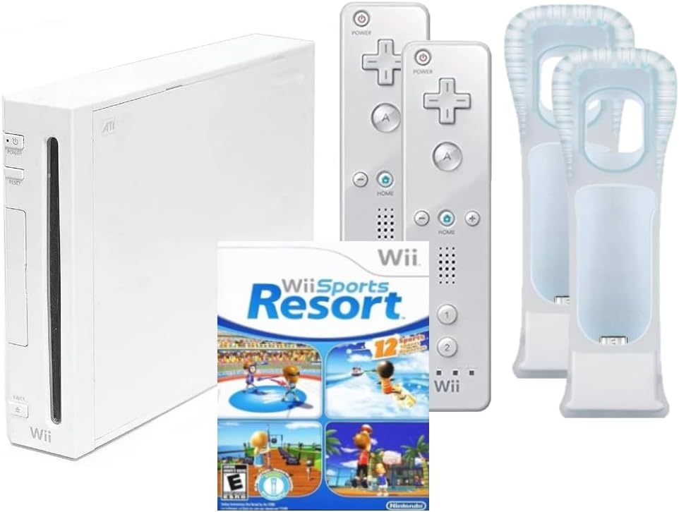 - Wii Console System with Wii Sports Resort Game, Wii Fit Game, Balance Board, and 2 MotionPlus Attachments (Renewed)