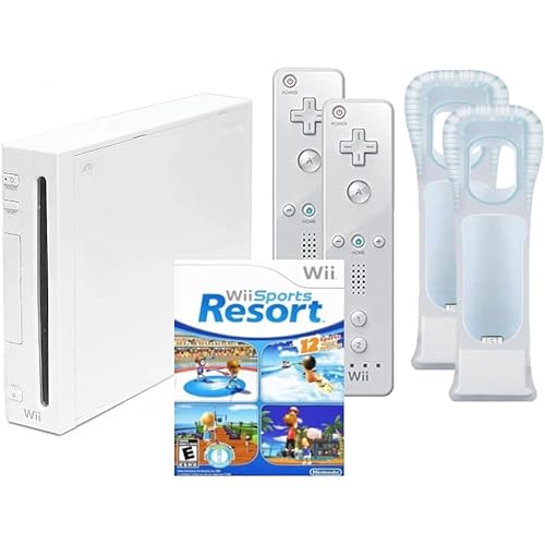 Wii Console System with Wii Sports Resort Game, Wii Fit Game, Balance Board, and 2 MotionPlus Attachments (Renewed)
