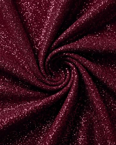 Biodeer Women Sparkly Dresses Wedding Cocktail Party Ruffle Sleeves Ruched Wrap Sparkly Glitter Dress Wine Red 3XL — view 5