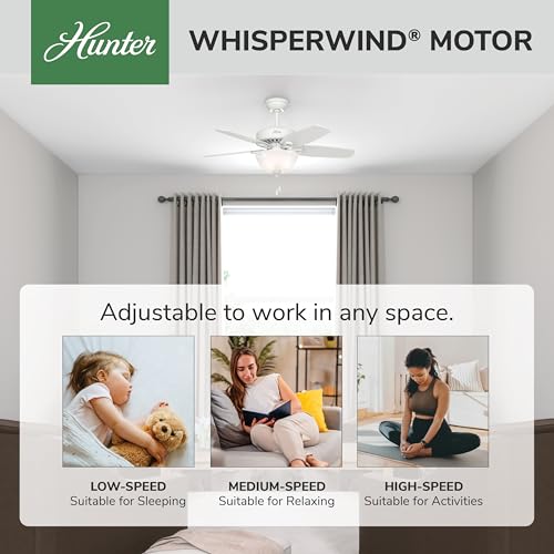 Image of Hunter Builder, Indoor, Ceiling Fan, with LED Light, 42 inch, Snow White