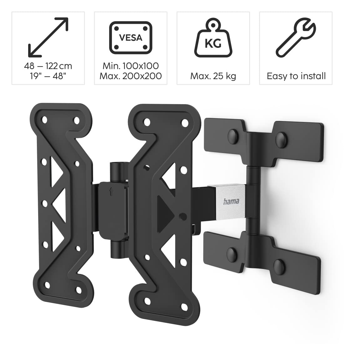 Mounting Bracket Hama TV 19-48 Pollici 25 Kg VESA 200 x 200 - Dettaglio