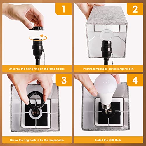 Zitrend Bedside Table Lamp, Pull Chain Table Lamp With Usb-C Usb-A Charging Ports, 2700K Led Bulb With Fabric Lampshade, Table Lamp For Bedroom Living Room Office Study Room #TOP4